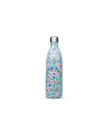 QWETCH-Bouteille Nomade Isotherme 500ml FLORA BLEU