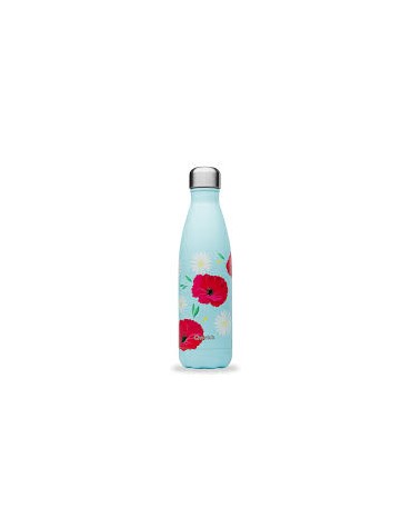 QWETCH-Bouteille Nomade Isotherme 750ml COQUELICOT Bleu Tendre
